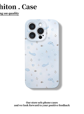 蓝晕小鲸鱼适用于苹果17/16promax手机壳iPhone14/15Plus菲林硬壳P60华为mate70荣耀300vivo小米15oppo保护套