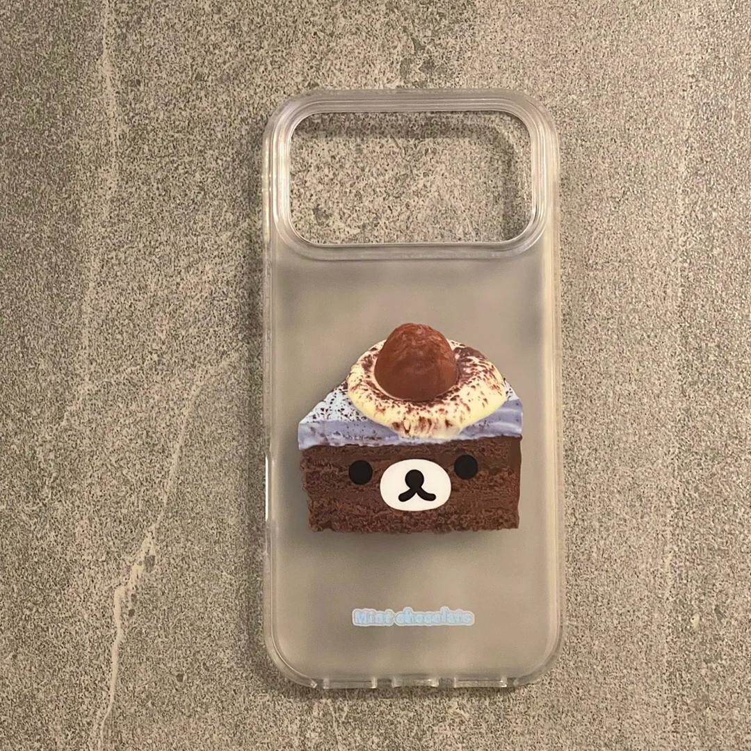 轻松熊巧克力蛋糕适用苹果17/16promax保护套iPhone13promax12小麦壳14promax创意16PRO防摔15Plus新款手机壳