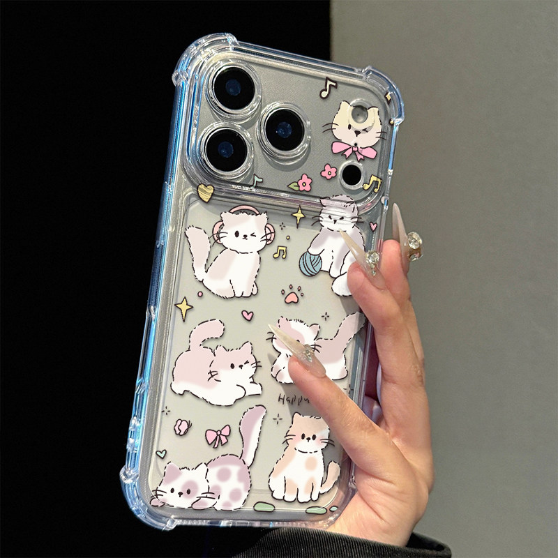 可爱玩耍猫咪适用17iPhone17promax/16plus/15pro手机壳苹果13气囊防摔壳17AIR新款12PROMAX11保护套14PROMAX