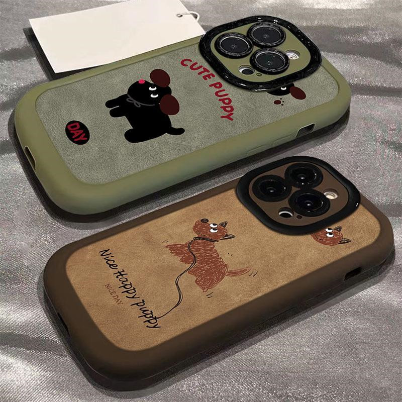 秋冬美拉德小狗适用于iPhone17/16promax手机壳iPhone15Plus泡芙壳ip14pro/13磨砂12promax创意11保护套Xs/Xr