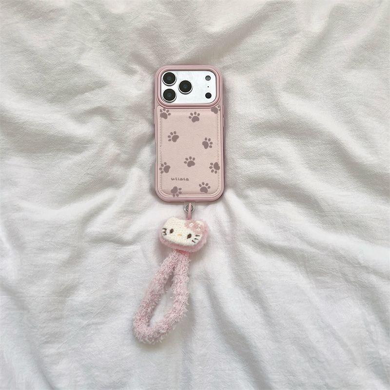 猫咪脚印毛绒绳适用苹果17promax/16pro/15plus/14香奈鼓包手机壳iPhone13小众12promax新款11个性ip17pro套