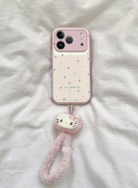 多巴胺波点kt挂绳适用于17苹果17/16promax手机壳iPhone15PRO皮纹面包13pro/12苹果14promax11卡通16Plus防摔