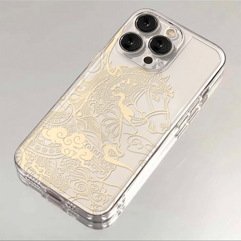 祥云金色小马适用于17苹果/华为/小米/vivo/oppo太空手机壳iPhone17promax/16/15小米17PROmate70/pura70防摔