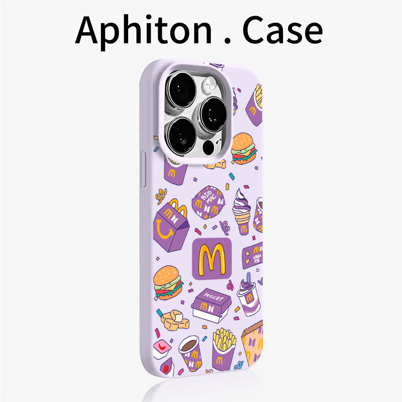 紫色M记汉堡适用于iPhone17promax/16手机壳苹果15pro/14肤感大孔ip12promax华为Pura80小米17oppo软壳vivo套