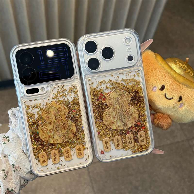 金葫纳福适用苹果18promax雪花流沙手机壳新款iPhone17/16/15/14/13pro全包透明vivo华为P70小米17oppo保护套