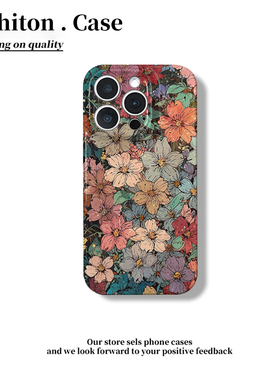 油画花朵满屏适用于苹果17/16promax手机壳iPhone14/15Plus菲林硬壳P60华为mate70荣耀300vivo小米15oppo套PC