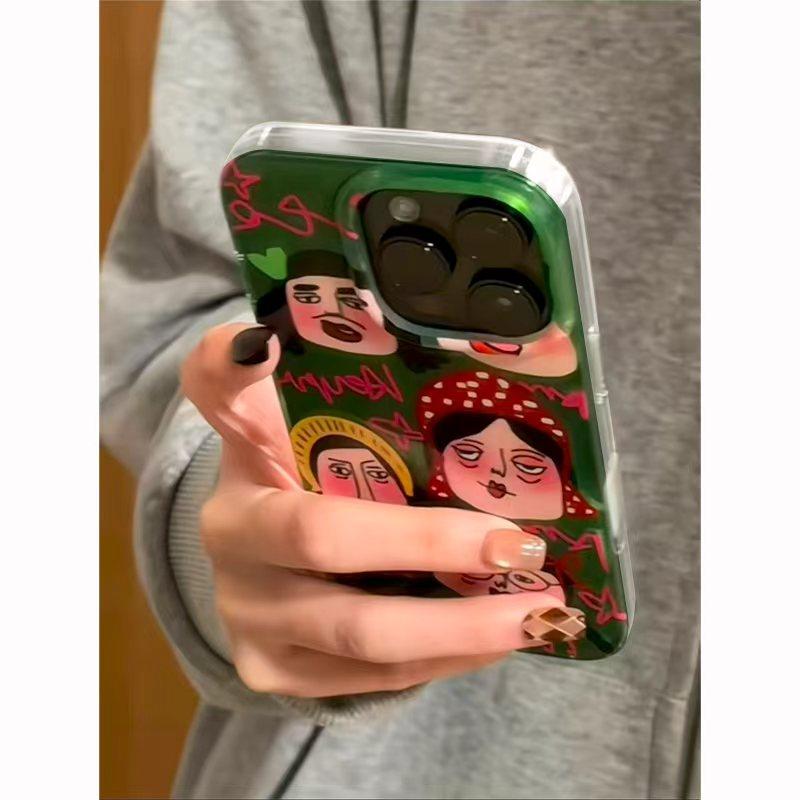 丑萌搞怪女士适用于17苹果/华为/小米/vivo/oppo防摔手机壳iPhone17/16promax冰川纹15pro/14保护套软边硬背