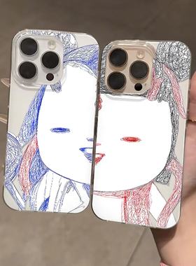 素描胡巴适用于17苹果/华为/小米/vivo/oppo手机壳iPhone17Air/16Plus/15Pro/14白色imd小米15红米K80保护套