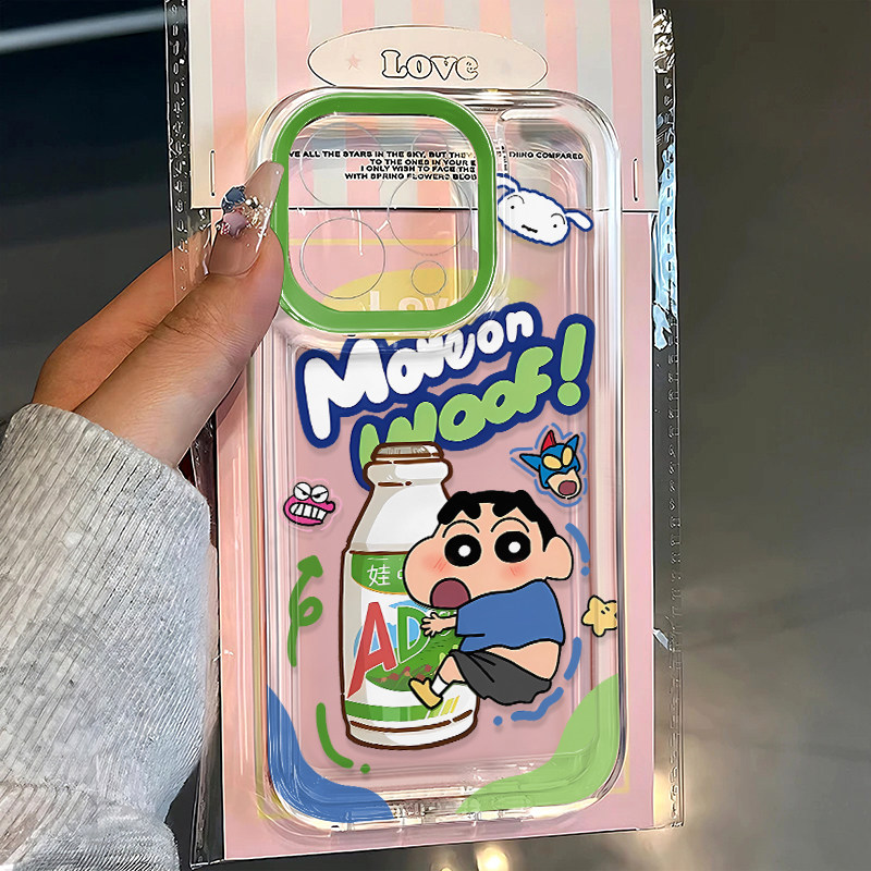 绿框小新AD钙适用于17苹果/华为/小米/vivo/oppo透明手机壳iPhone17promax/16/15/14创意mate70/pura70保护套