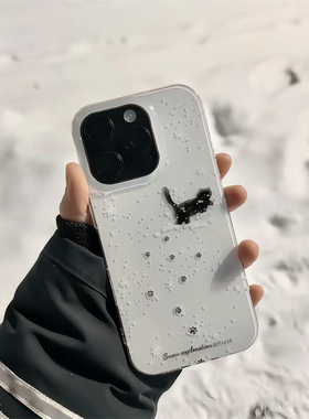 雪地黑白猫狗适用iPhone16promax白色大孔IMD苹果15/14/13防摔手机壳华为mate70vivo小米14红米k70oppo硬背软