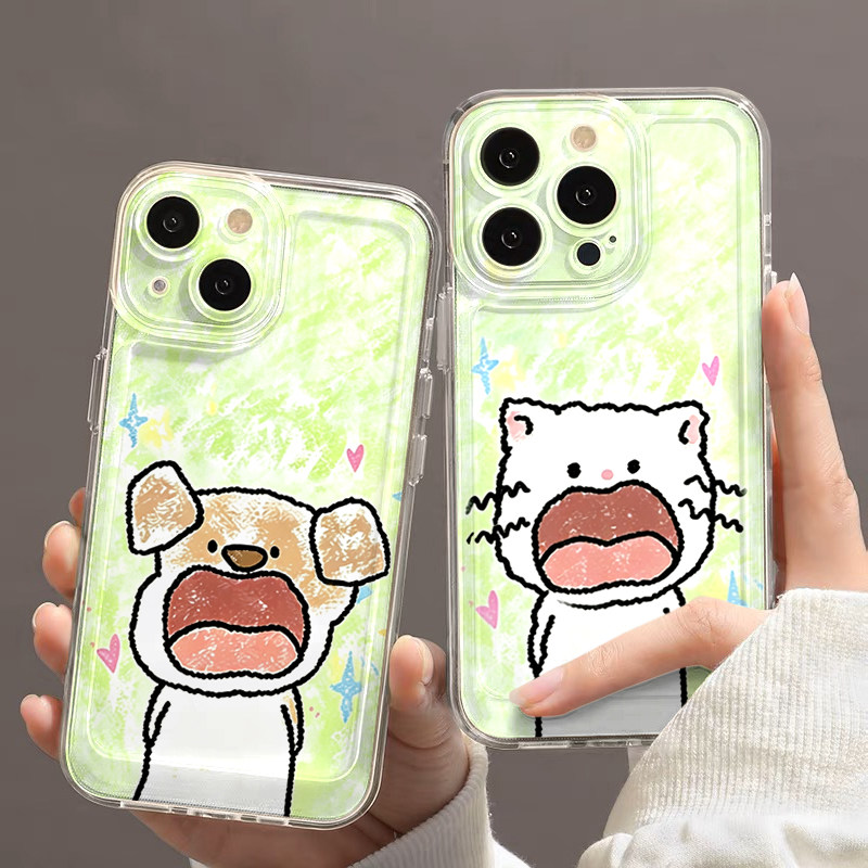 张嘴情侣猫狗适用于17苹果/华为/小米/vivo/oppo太空手机壳iPhone17promax/16/15小米17PROmate70/pura70防摔