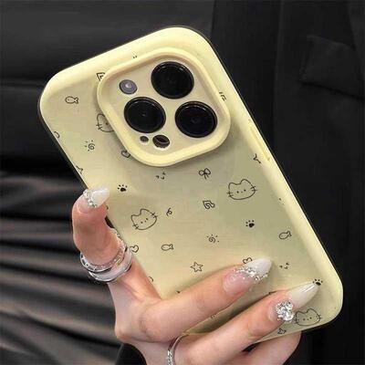 爱心音乐小猫适用于苹果15/16promax精孔硅胶手机壳iPhone11软壳13pro/12可爱卡通14promax少女16PRO保护套