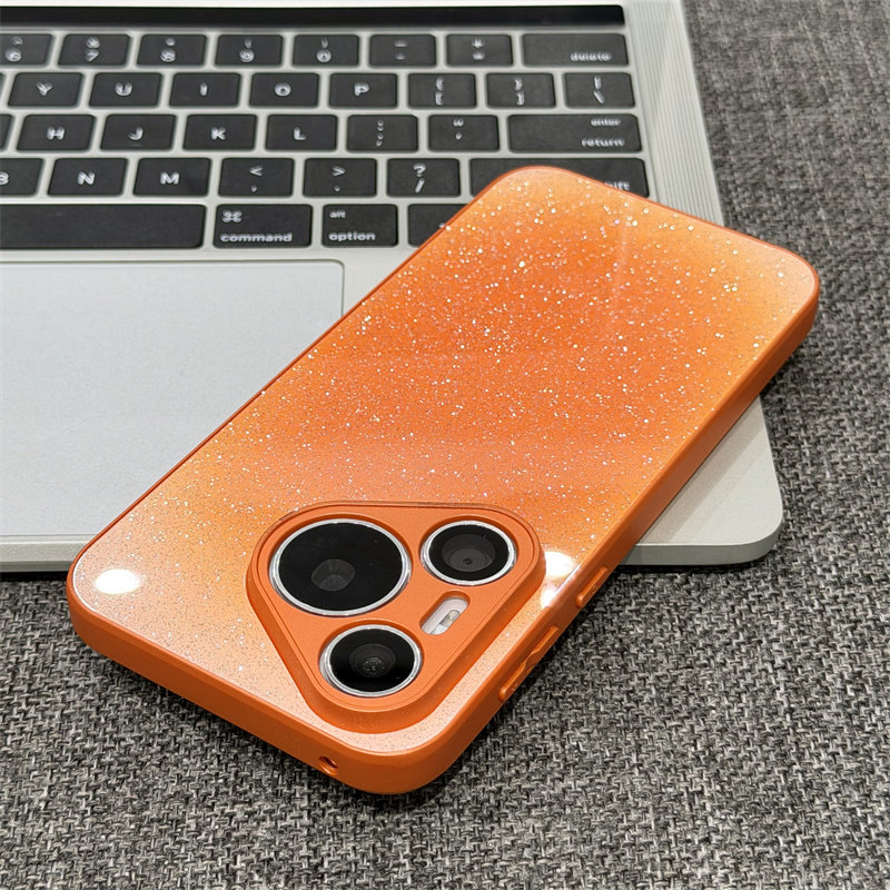 粉白渐变金属漆闪粉壳适用于17苹果17/16promax手机壳iPhone15PRO个性13pro/12苹果14promax软套11卡通16Plus