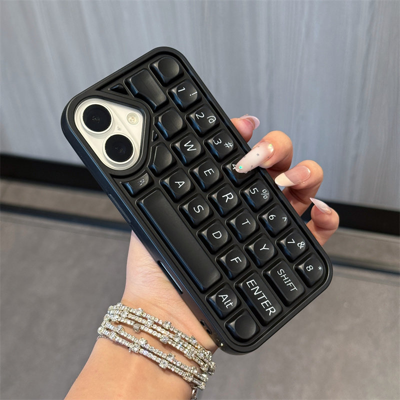 简约高级黑色适用iPhone18promax/16plus/15pro手机壳苹果13键盘壳ip17AIR新款12PROMAX/11保护套15PLUS小众