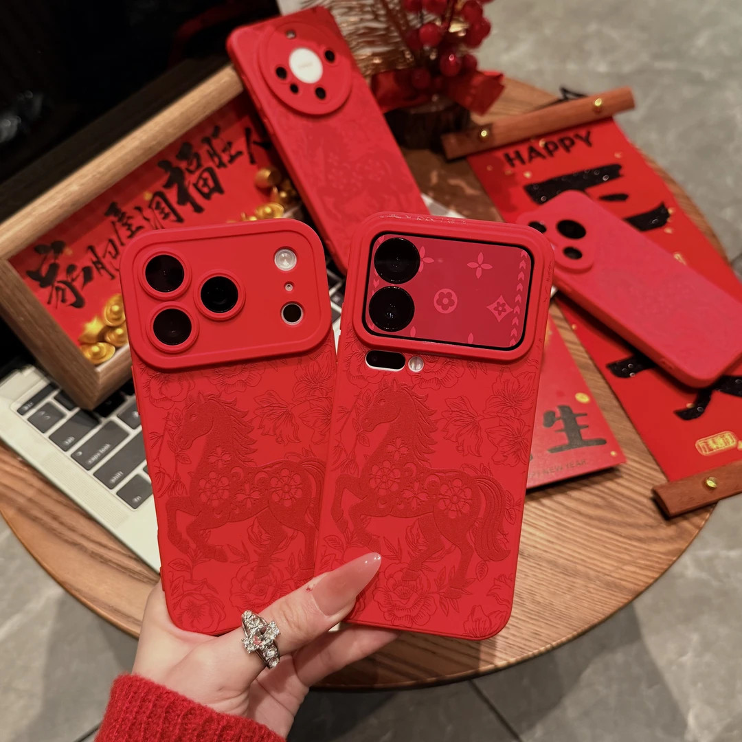 趣味剪纸红马适用于苹果17/16promax天使眼手机软壳iPhone15PRO新款13pro/12卡通14promax硅胶15Plus保护套