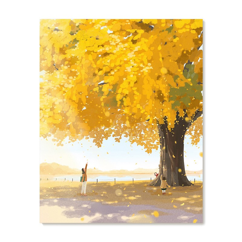 【特惠捡漏】插画师Subin复刻艺术版画L治愈亲子秋日风景装饰画芯