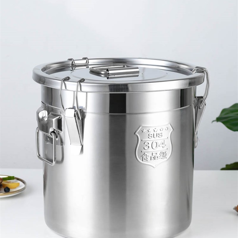 304不锈钢米桶家用防虫防潮密封米缸面粉储存罐不锈钢带扣密封桶