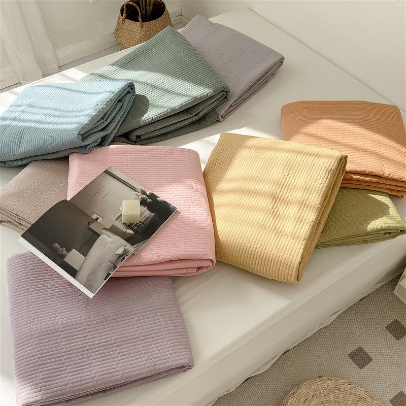 朴实无华小舒服 全棉色织水洗棉床盖单件三件套韩国绗缝床单枕套,床上用品,床盖,淘宝优惠券,粉丝福利购,淘宝优惠卷