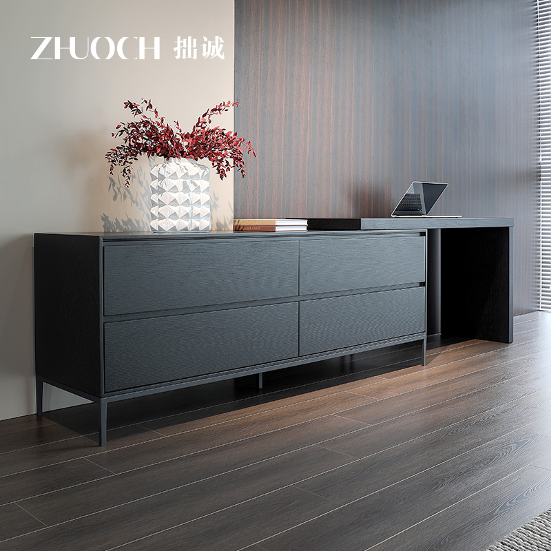 意式极简卧室电视柜简约现代储物斗柜梳妆台客厅边柜书桌电脑桌子