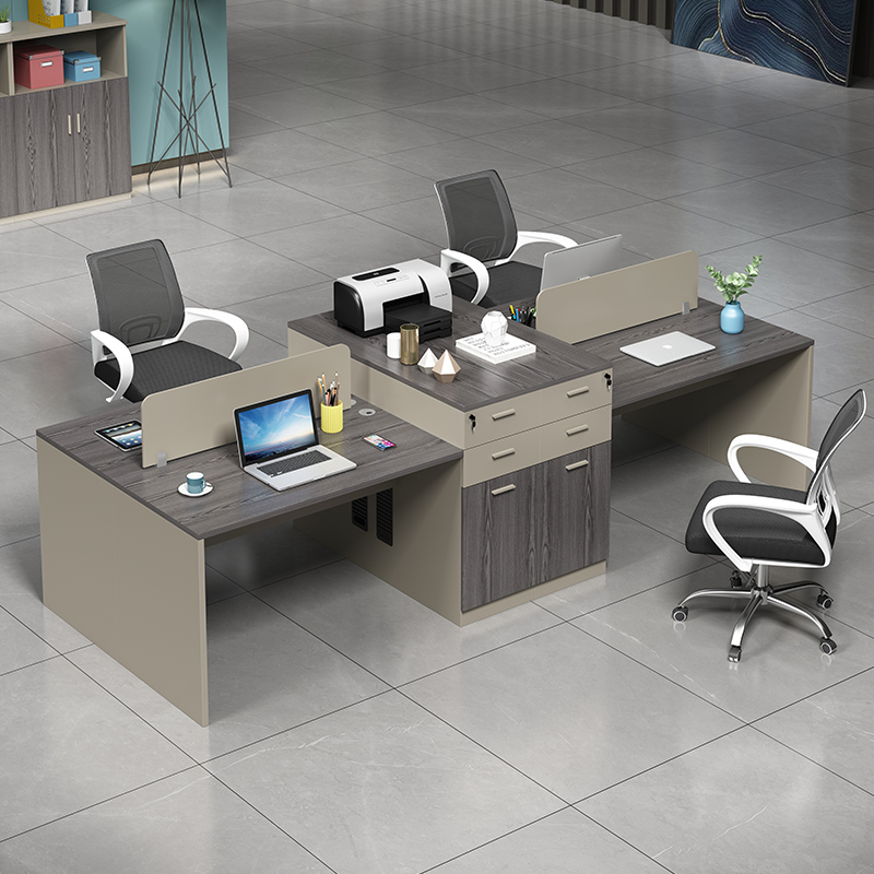 单人办公桌电脑桌屏风面对面员工桌椅子组合简约轻奢财务桌职员桌