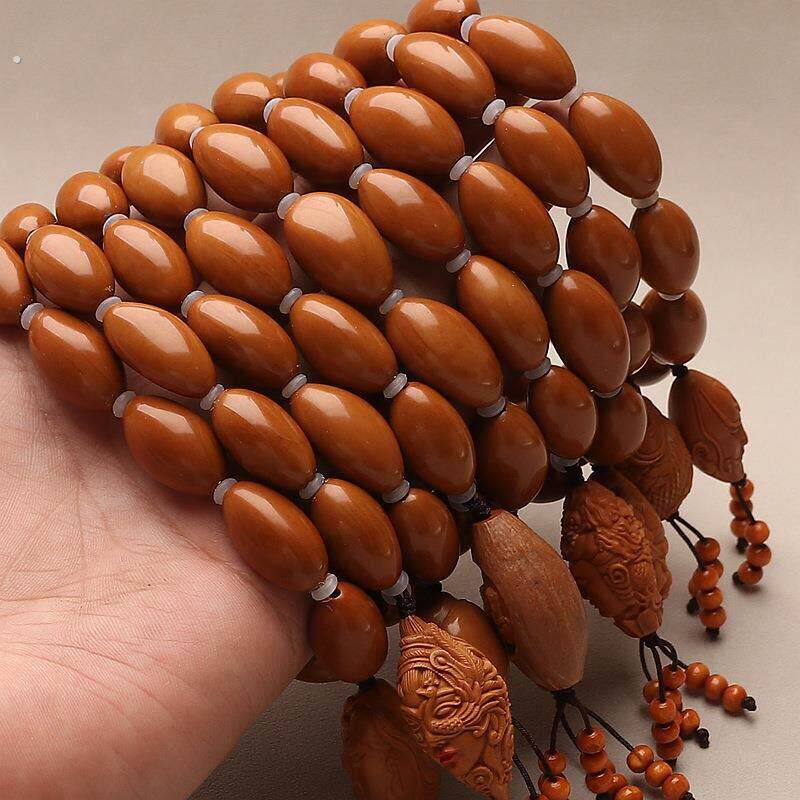 只卖天然橄榄核手串素珠单圈关公小沙弥镜面抛光小籽红油核爆款男