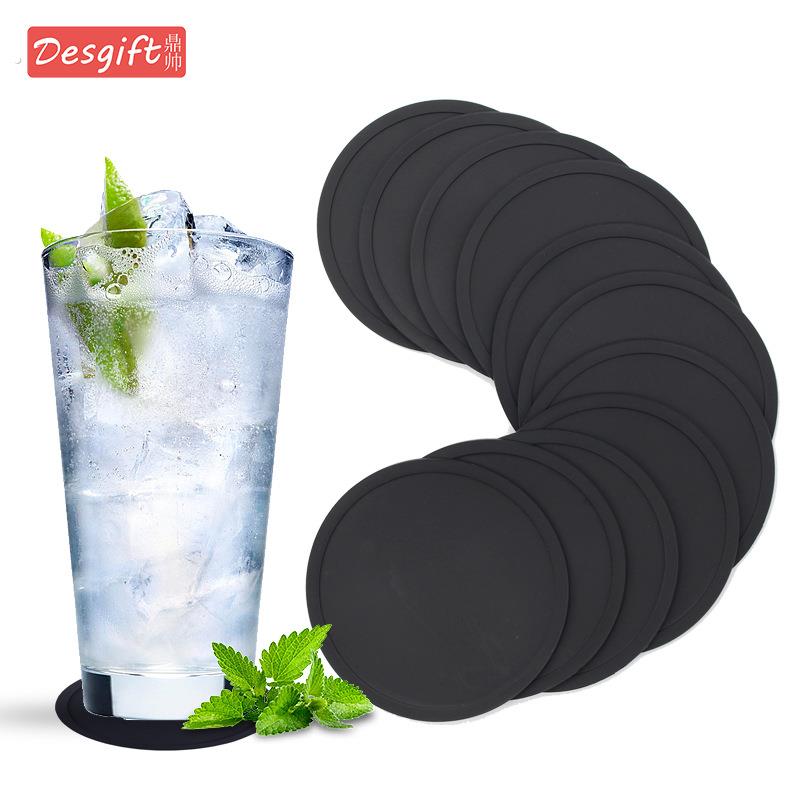硅胶杯垫圆形10cm简约防烫隔热垫软胶薄款酒吧咖啡水杯垫套装