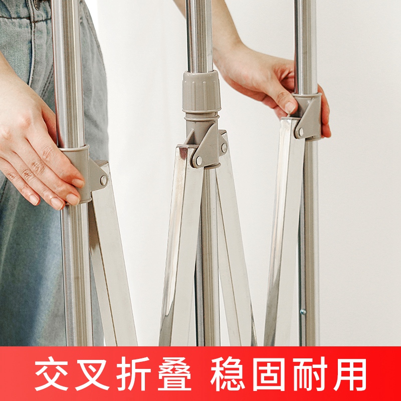 晾衣架落地折叠室内不锈钢室外凉伸缩杆J式阳台卧室家用晒被子神