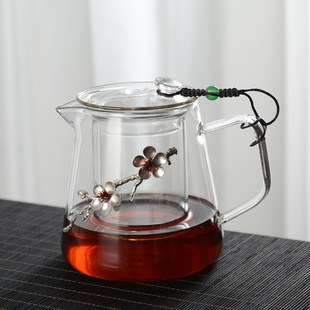 p家用茶壶耐高温加厚耐热玻璃过滤水壶煮茶 光面玻璃茶壶茶具套装