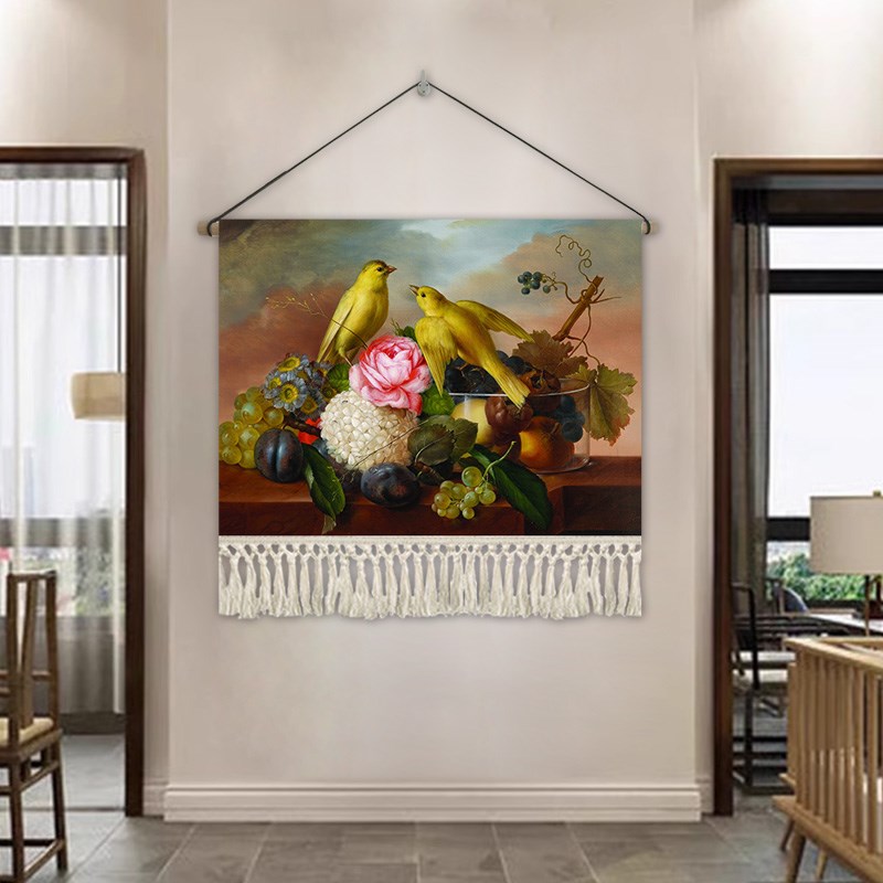 古典花卉挂毯卧室沙发背景墙挂布C墙画装饰挂画电表箱遮挡布含流