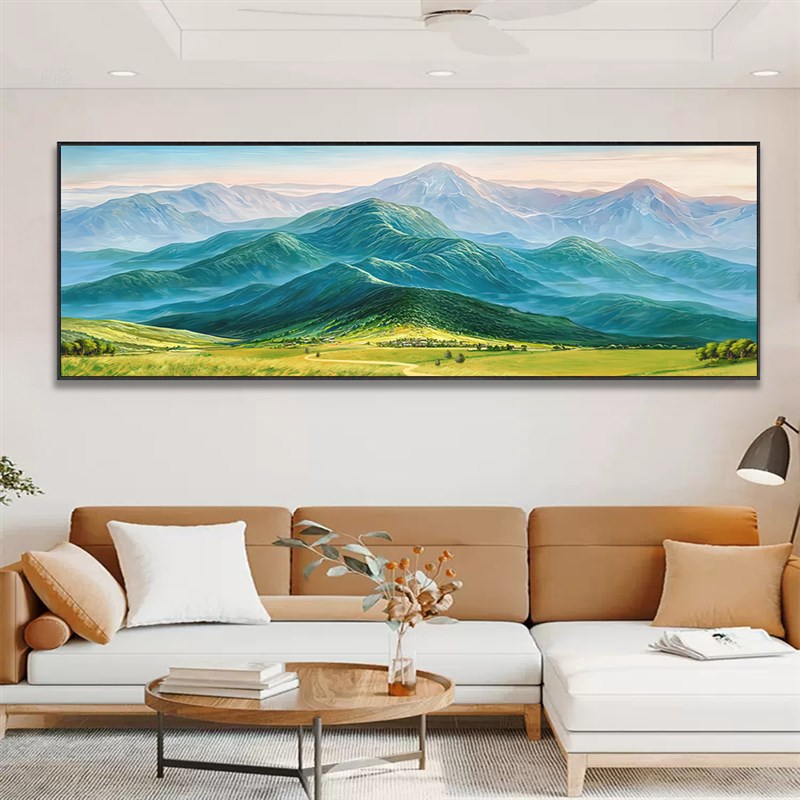 青山图有山无水挂画山水画客厅沙发背景墙背有靠山壁画西墙巨人山