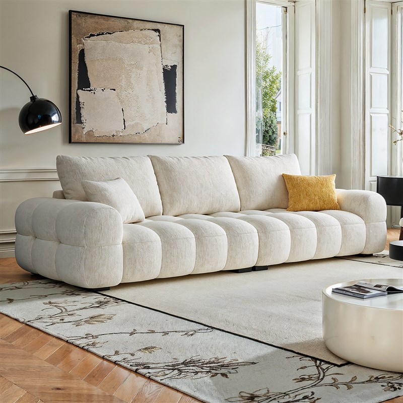 泡芙沙发现代简约雪尼尔客厅小户型棉花糖法式复古直排布艺沙发