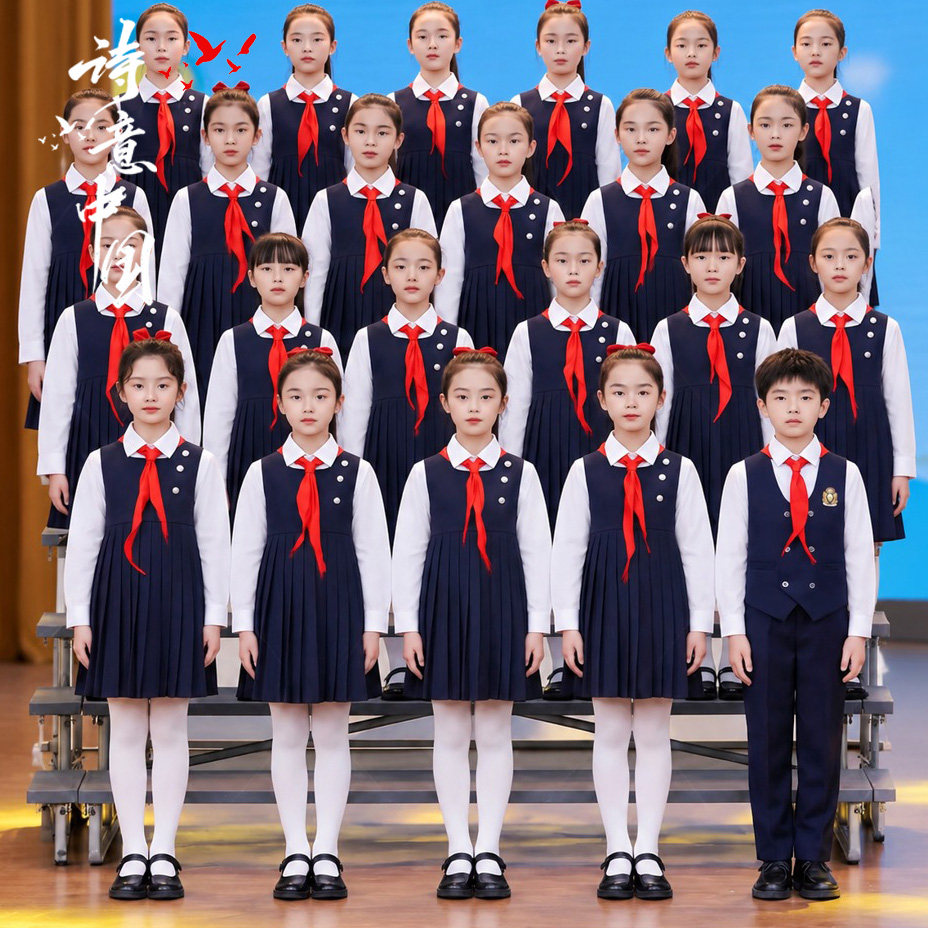 儿童合唱爱国朗诵比赛演出服女童