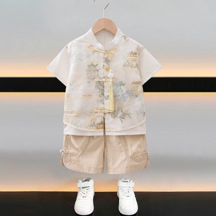 男童汉服套装中国风男宝春秋季新款中式唐装中小童演出服两件套