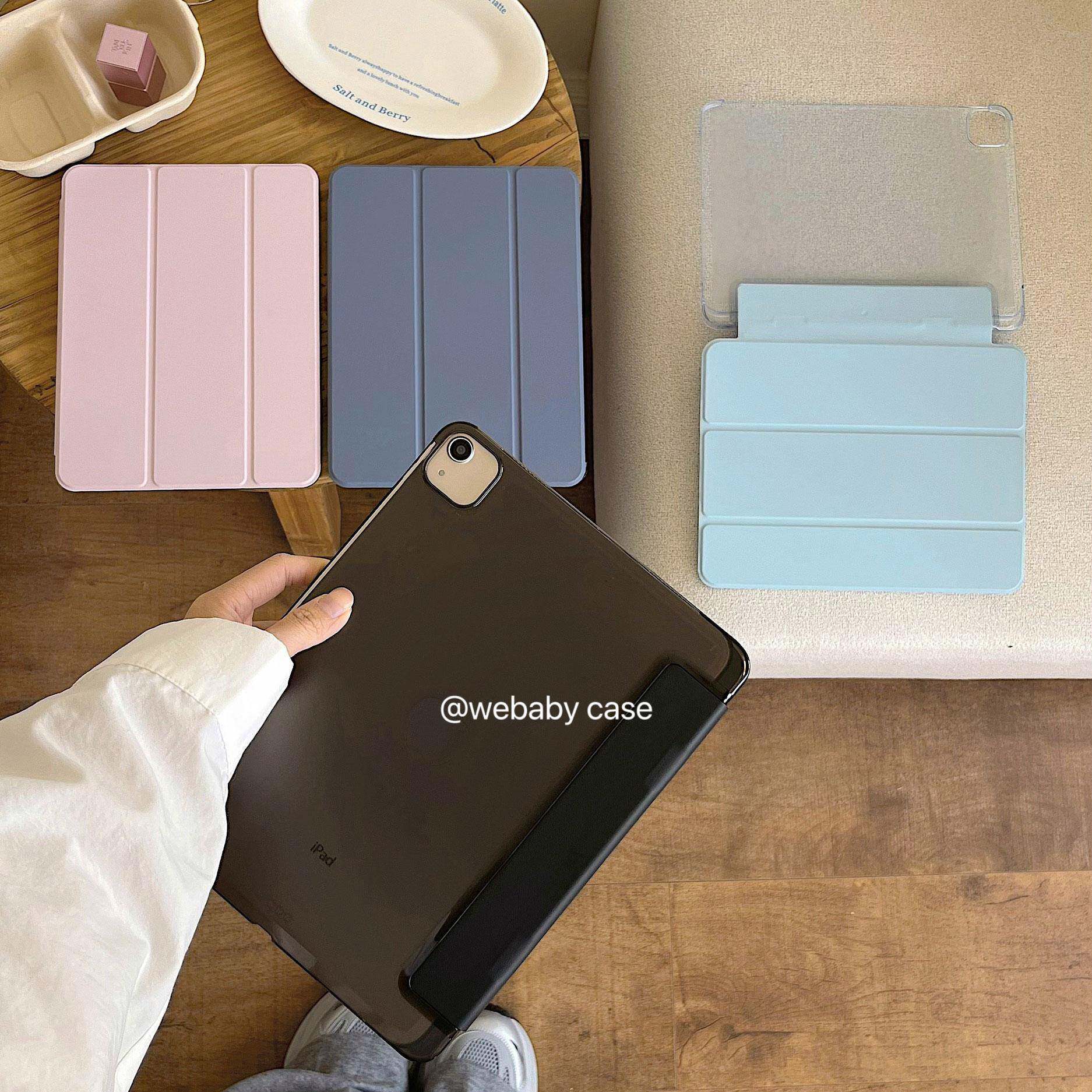 webaby 贩卖好看「韩版左侧笔槽 右侧磁吸」ipad壳2024air11/13半包磨砂/平板pro12.9三折翻盖10代10.9寸充电