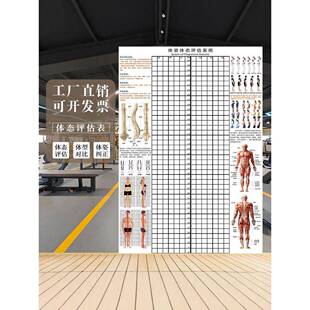 体态评估表体姿图壁画健身房瑜伽馆身体姿态评估图培训机构体测表