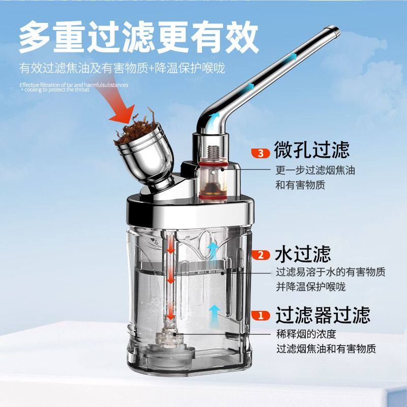 雅爵便捷循环水烟斗壶雅爵水烟壶过滤烟嘴四用三重水烟斗烟丝烟锅