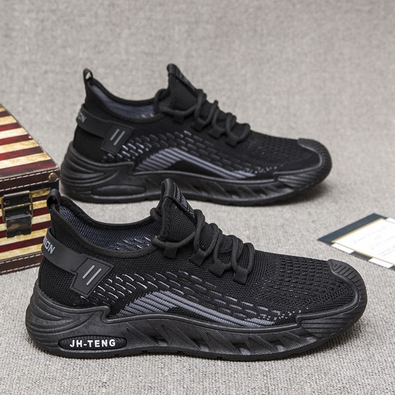 男鞋秋季飞织网面透气薄款网鞋男款运动跑步鞋百搭休闲椰子鞋46