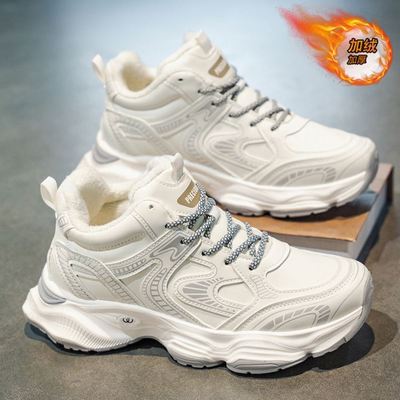 高帮男鞋冬季2025新款加绒加厚保暖棉鞋休闲运动厚底增高老爹潮鞋