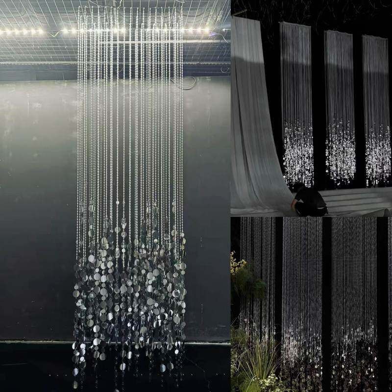 银色亮片挂件婚礼舞台水晶珠帘酒店宴会厅圆片吊顶珠炼装饰,节庆用品/礼品,吊顶纱幔,淘宝优惠券,粉丝福利购,淘宝优惠卷