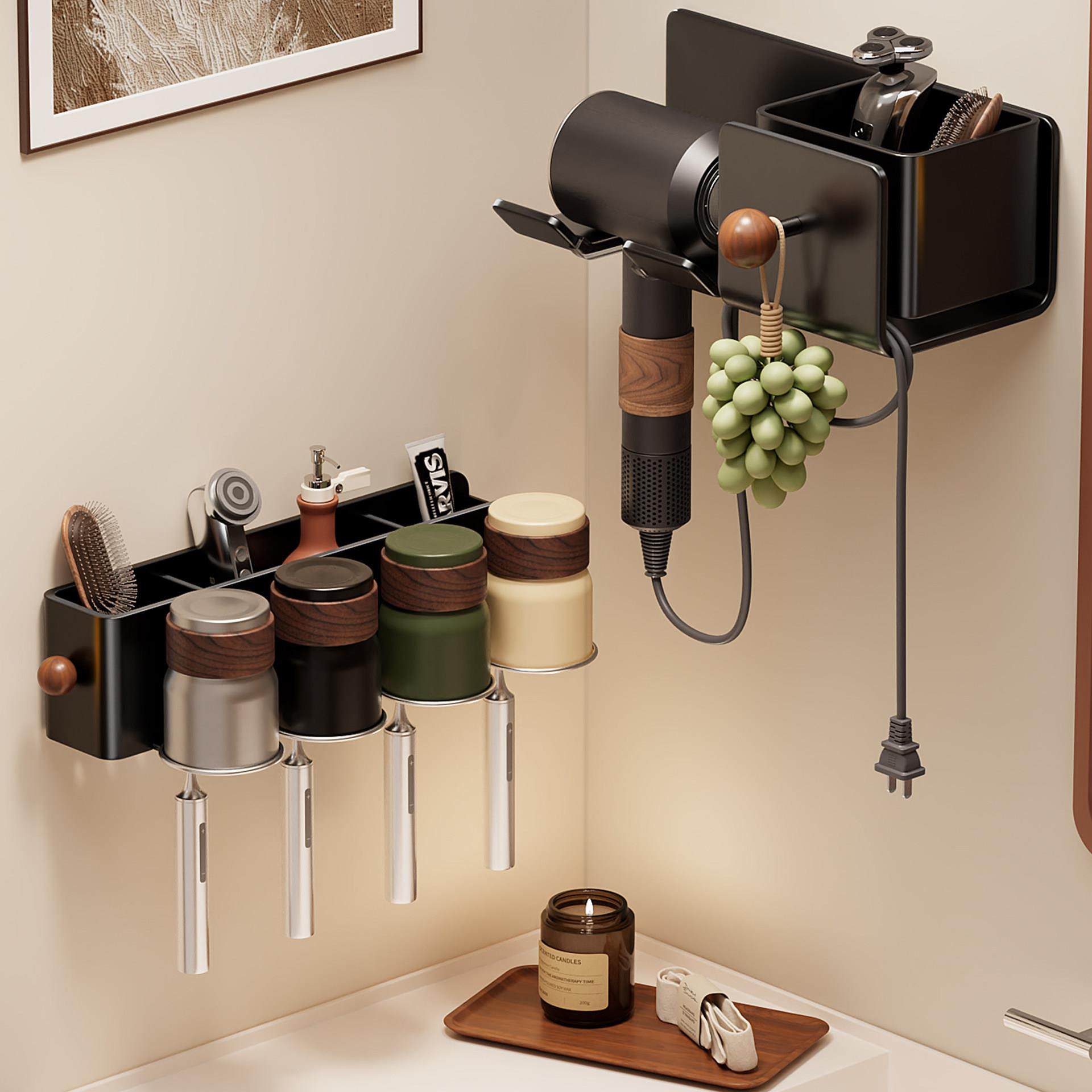 牙刷置物架卫生间浴室壁挂式免打孔墙上厕所洗漱台吹风机收纳架子,家庭/个人清洁工具,吹风机置物架,淘宝优惠券,粉丝福利购,淘宝优惠卷