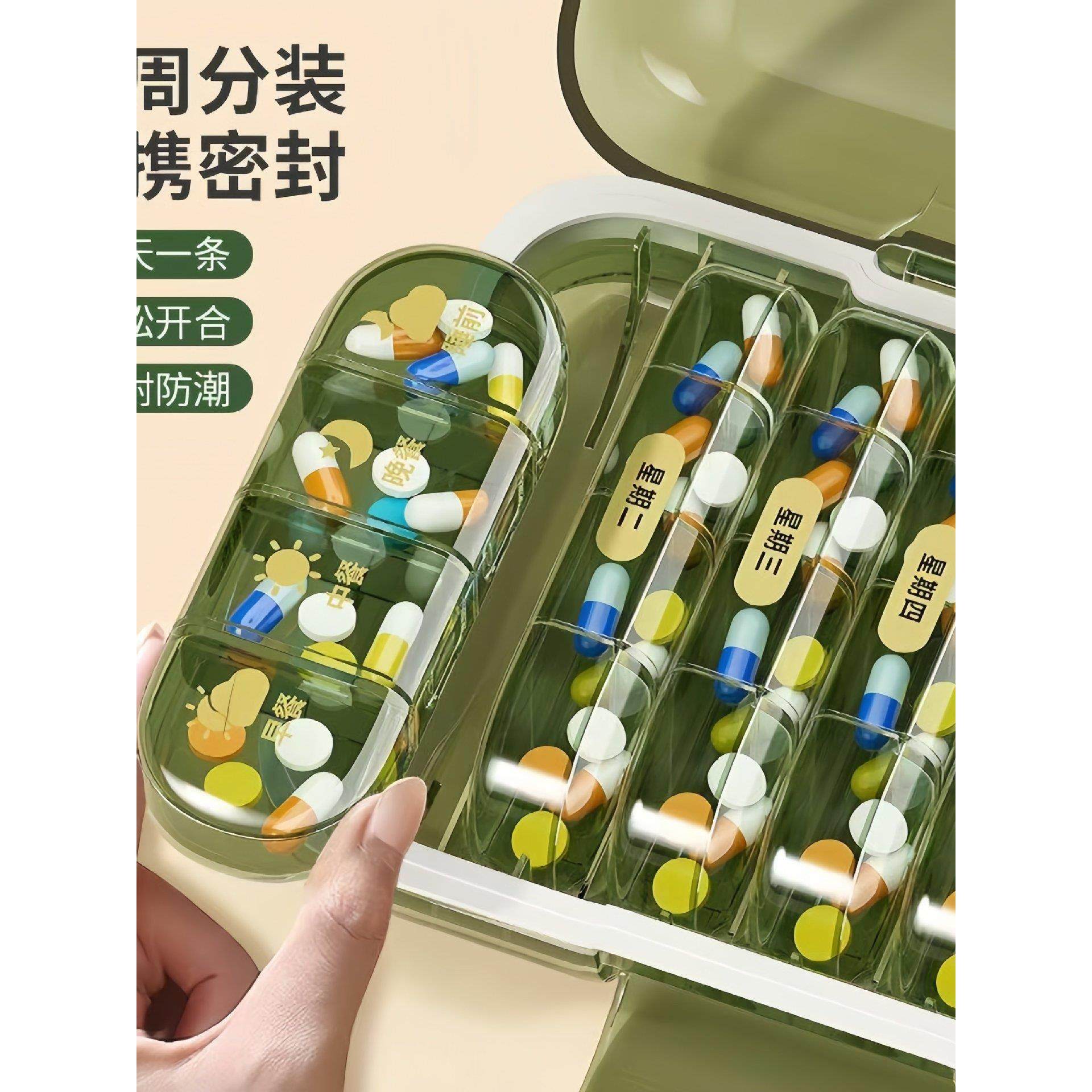 一周七天迷你随身日本药盒便携分装式老人一日三餐密封避光大容量,收纳整理,首饰盒,淘宝优惠券,粉丝福利购,淘宝优惠卷