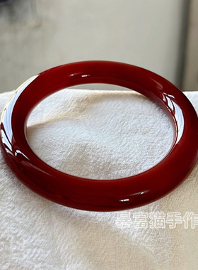 暴富猫车厘子红精品本命年深红玛瑙手镯新款高品质圆条女款送礼