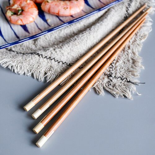 日式筷子家庭用天然实木质套装5双防滑防霉尖头高档精致简约复古