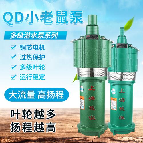 QD小老鼠泵油浸式多级潜水泵家用220V高扬程清水泵农用灌溉抽水泵