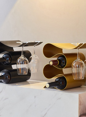 红酒架摆件轻奢酒柜装饰品客厅玄关简约现代高端红酒杯架家用收纳