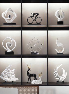 高级感小众老板办公室摆件现代简约领导书柜轻奢高档桌面艺术装饰