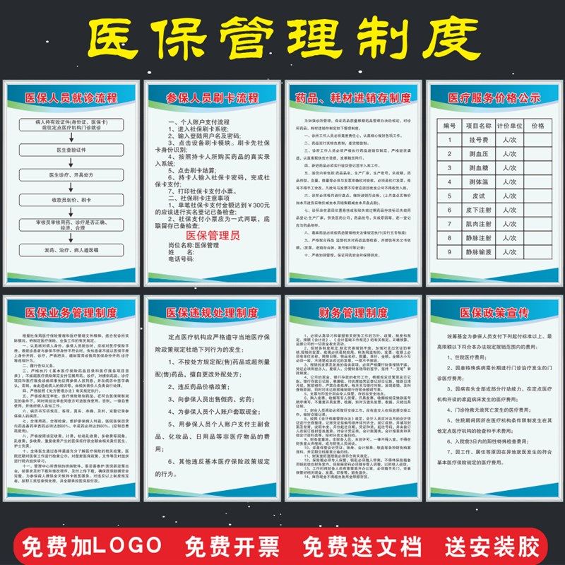 医保规章制度牌医保政策宣传栏药店医保制度医保定点药店管理制度