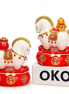 国潮生肖马摆件礼盒马上发财伴手礼家居桌面装饰品摆件马年吉祥物
