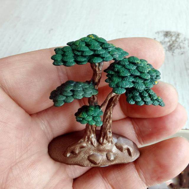袖珍松树饰品 微景观 枯盆景石指尖迎客松倒挂青松