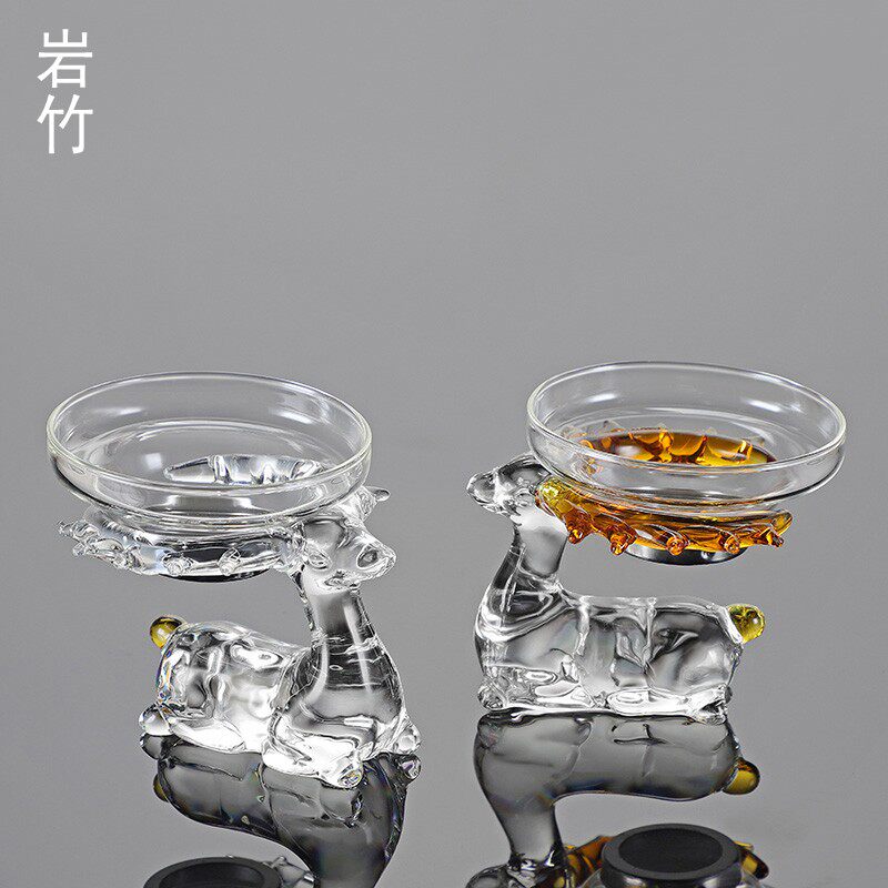 玻璃茶漏茶滤个性茶漏器日式晶茶叶鹿泡茶过滤网精品